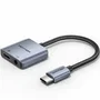 Vention Adaptador de Audio USB-C Macho a Jack 3.5mm Hembra y USB-C PD Hembra Gris BIGHA